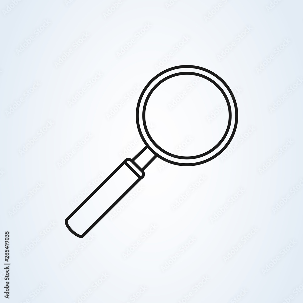 Magnifying glass or search icon line art, flat vector graphic on isolated background Magnifying glass or search icon line art, flat vector graphic on isolated background