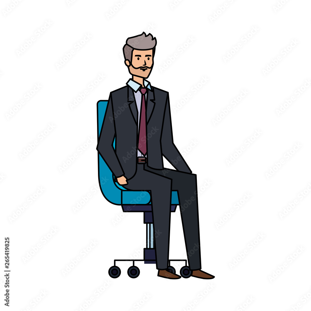 elegant businessman sitting in office chair elegant businessman sitting in office chair