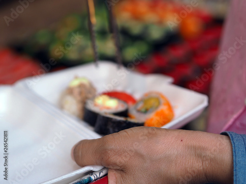 Japanese Food on wood table.