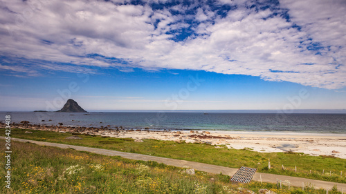 Sea coast sandy beach in resort Bleik Andoya Norway photo