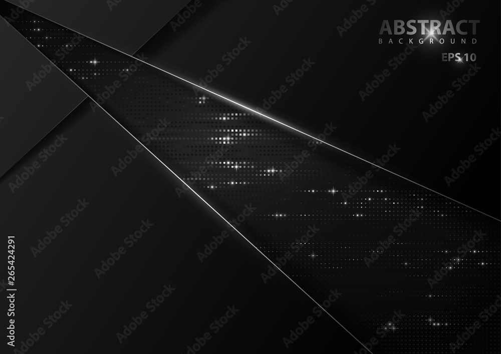 Dark Abstract Tech Background with Silver Elements - Detailed Graphic Illustration with Dark Geometric Shapes and Silver Decoration, Vector Dark Abstract Tech Background with Silver Elements - Detailed Graphic Illustration with Dark Geometric Shapes and Silver Decoration, Vector