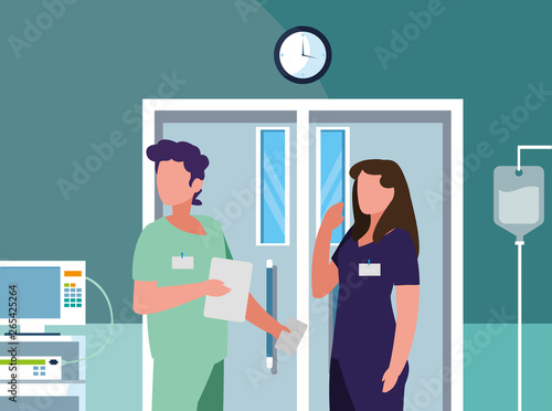 couple medicine workers in operating theater