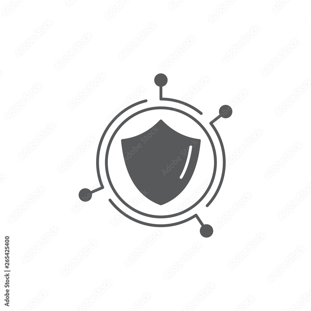 technology shield concept design vector icon isolated on white background