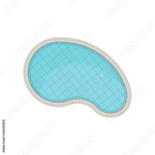 Oval pool plan. View from above. Vector illustration.