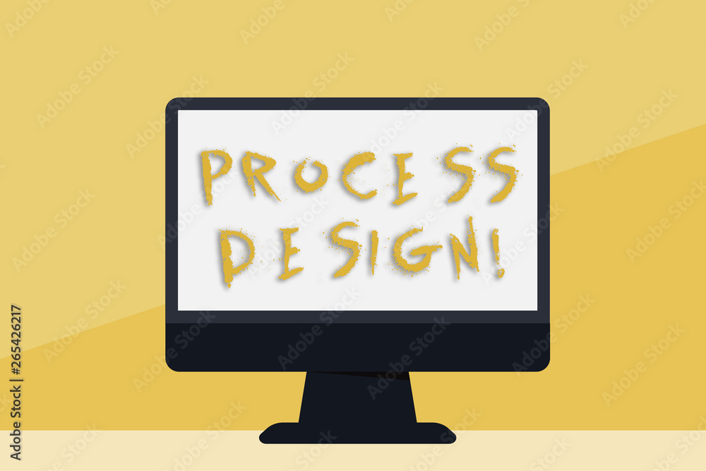 Word writing text Process Design. Business photo showcasing process of originating and developing a plan for a product Blank Space Desktop Computer Colorful Monitor Screen Freestanding on Table Word writing text Process Design. Business photo showcasing process of originating and developing a plan for a product Blank Space Desktop Computer Colorful Monitor Screen Freestanding on Table