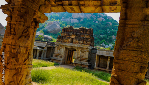 ruins of ancient vijayanagar at hampi karnataka india photo