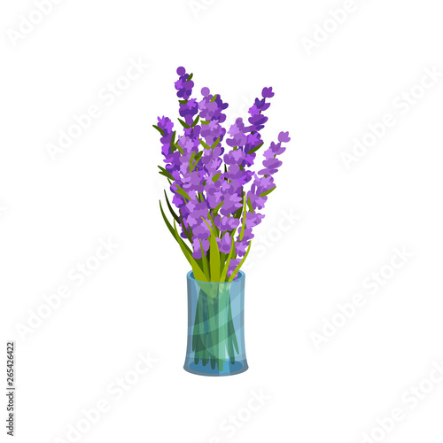 Bouquet of flowers in a vase. Vector illustration on white background.
