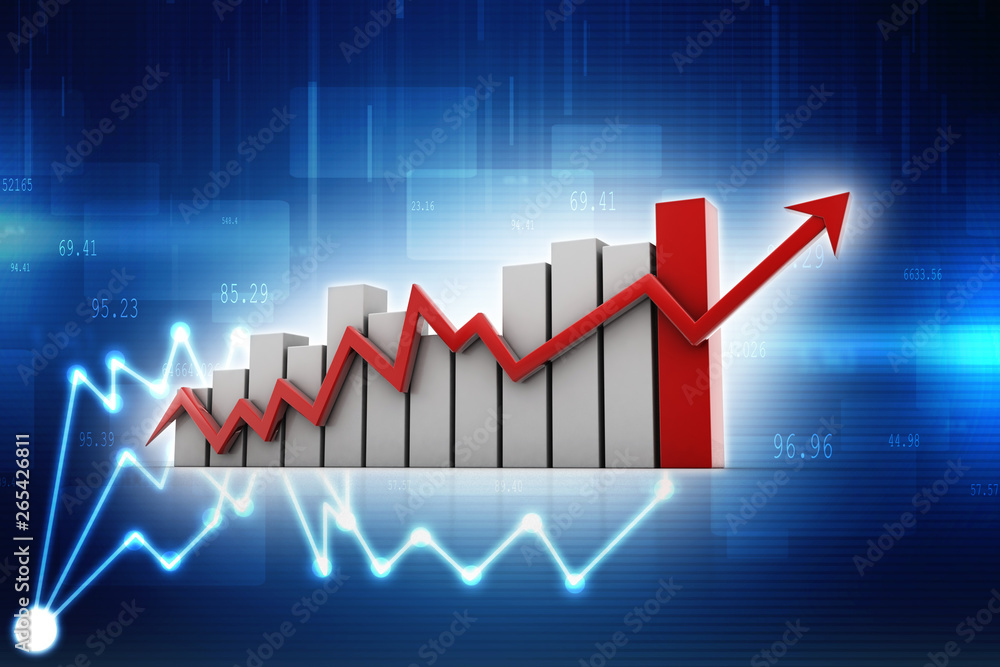 3d rendering Stock market online business concept. business Graph 3d rendering Stock market online business concept. business Graph