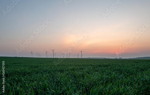 sunrise at a german wind park