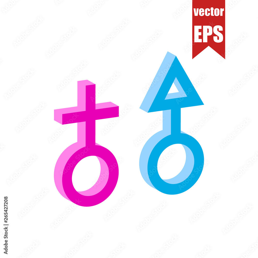 Gender symbol.Isometric and 3D view. Gender symbol.Isometric and 3D view.