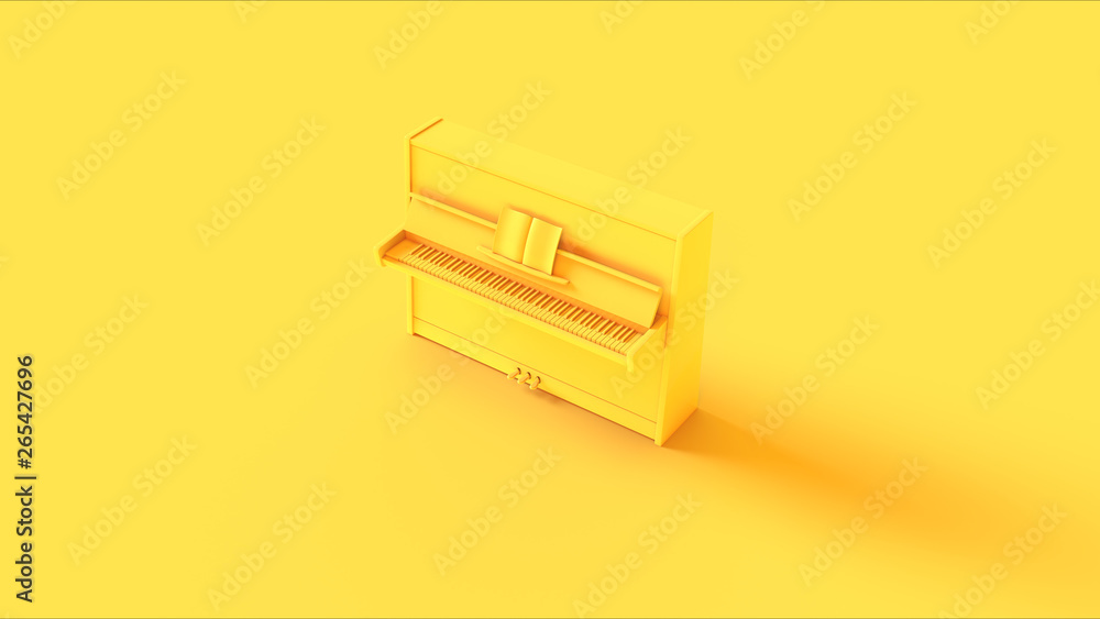 Yellow Classic Upright Piano 3d illustration 3d render Yellow Classic Upright Piano 3d illustration 3d render