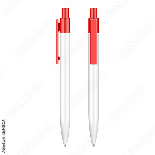 Red Ballpoint Pen, Pencil, Marker Set Of Corporate Identity And