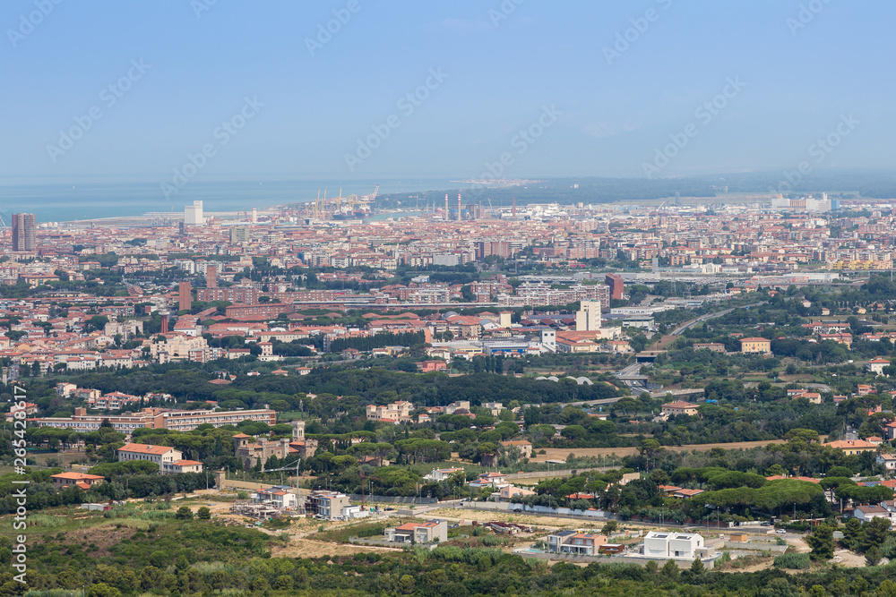 Aerial View of the city of Livorno in Tuscany, Italy