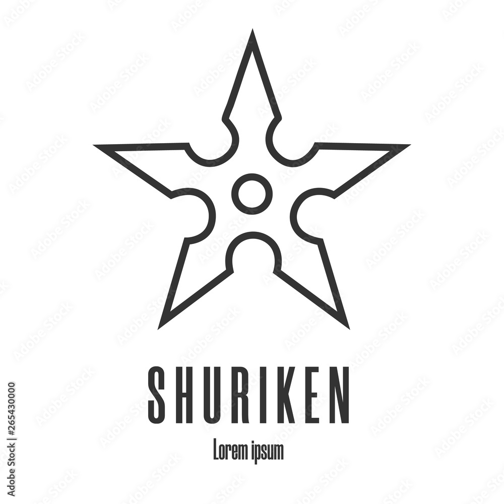 Line style icon of a shuriken. Ninja weapon. Logo, emblem. Clean and modern vector illustration for design, web. Line style icon of a shuriken. Ninja weapon. Logo, emblem. Clean and modern vector illustration for design, web.