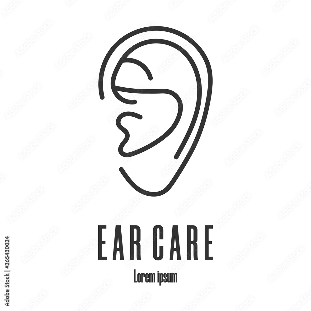 Line style icon of a ear. Ear care logo. Clean and modern vector illustration for design, web. Line style icon of a ear. Ear care logo. Clean and modern vector illustration for design, web.