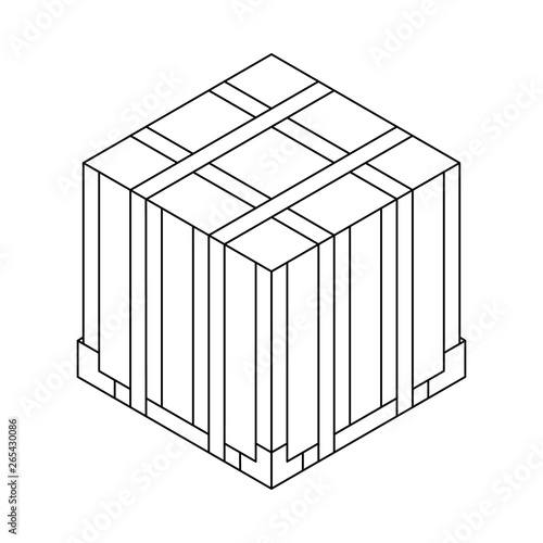 Outline air drop box from the game PlayerUnknown’s Battlegrounds. PUBG. Isometric container. Battle royal concept. Clean and modern vector illustration for design, web.