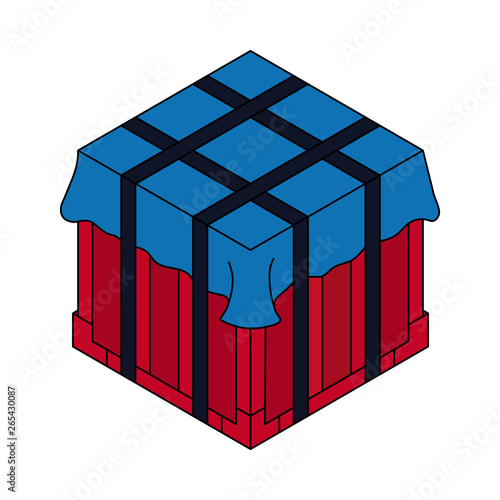 Air drop box from the game PlayerUnknown’s Battlegrounds. PUBG. Isometric container. Battle royal concept. Clean and modern vector illustration for design, web.