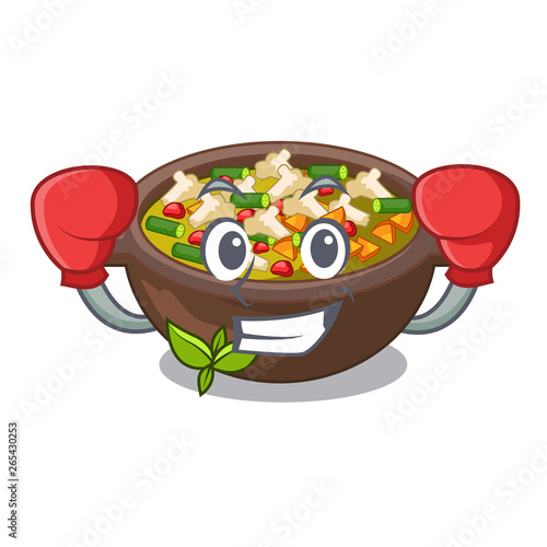 Boxing minestrone isolated with in the cartoon