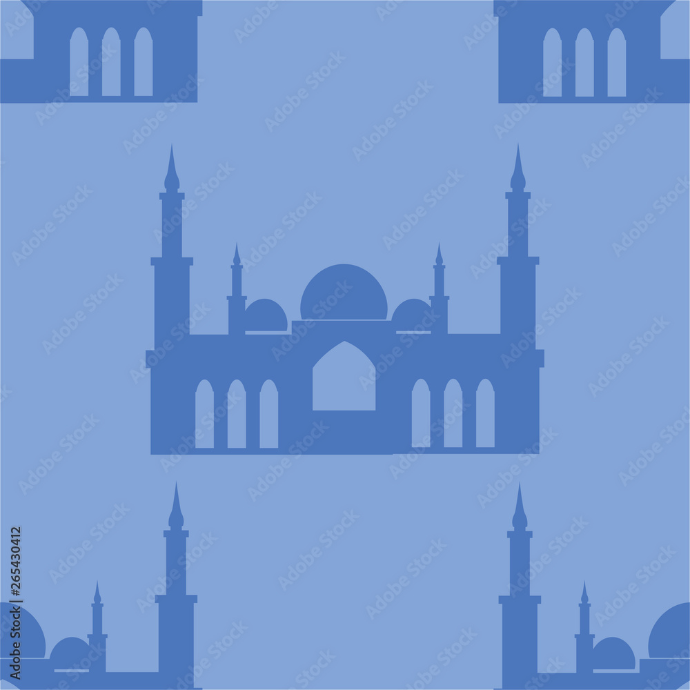 Taj Mahal. Seamless background, landmark turkey mosque. Cartoon flat Vector