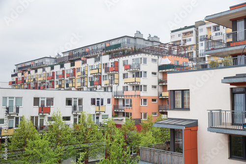 City Prague, Czech Republic. Multipurpose House, street and windows. April 24. 2019 © ynos