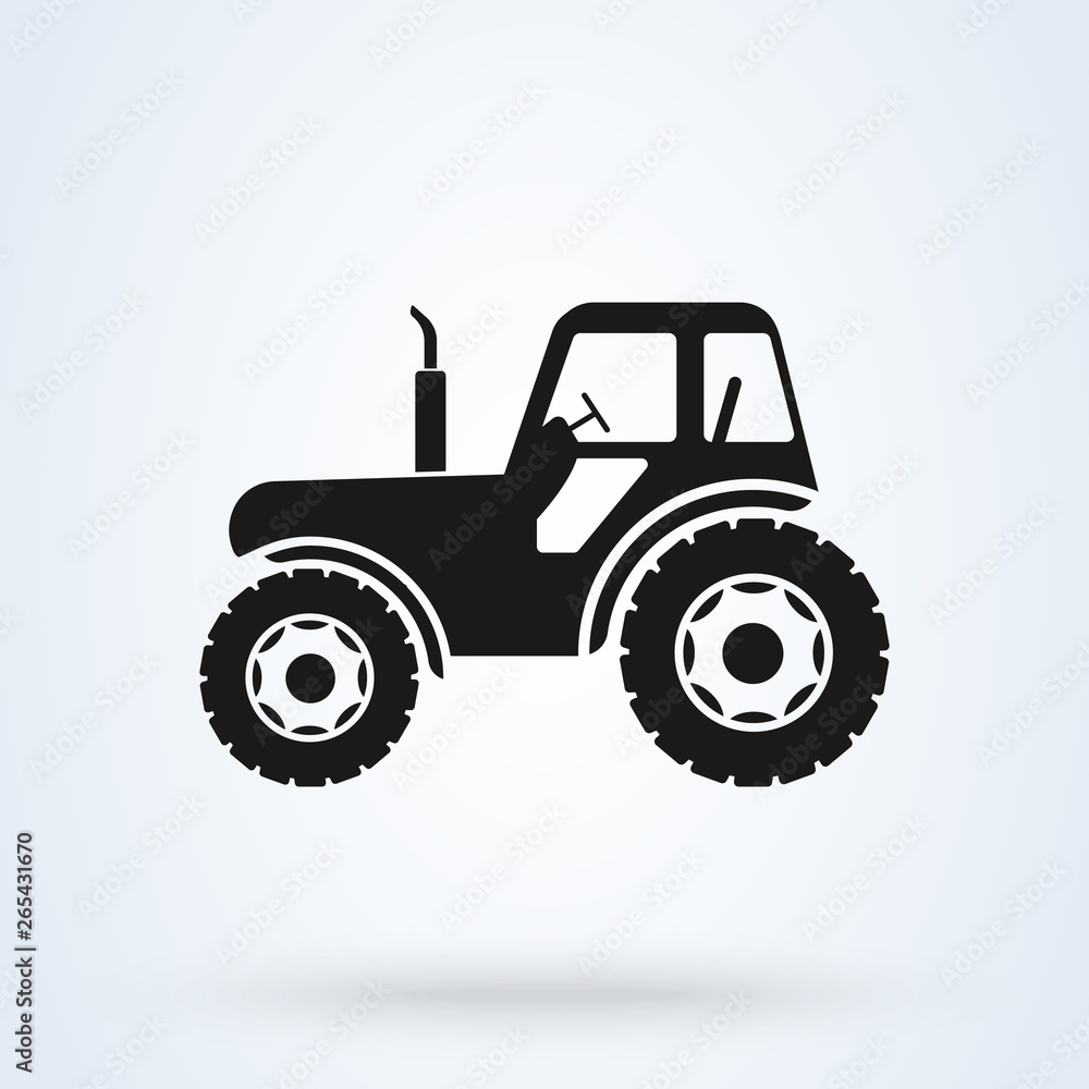farm tractor side on view illustration. Agricultural tractor farm tractor side on view illustration. Agricultural tractor