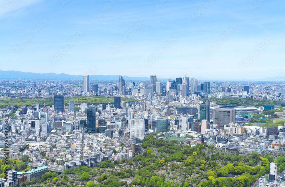 東京風景　2019　春　新緑　青空　六本木から望む新宿　原宿　方面