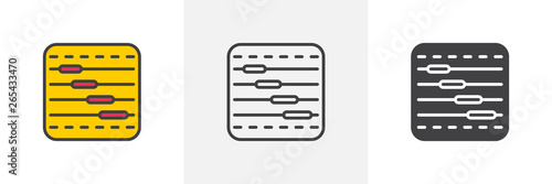 Timeline chart icon. Line, glyph and filled outline colorful version, Task bars outline and filled vector sign. Symbol, logo illustration. Different style icons set. Vector graphics