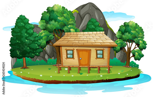 Hut in isolated island