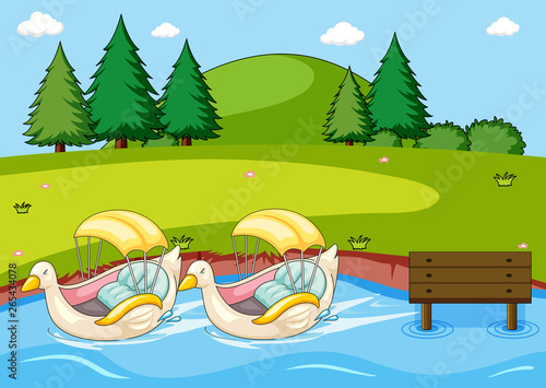 Paddle duck boat in the park