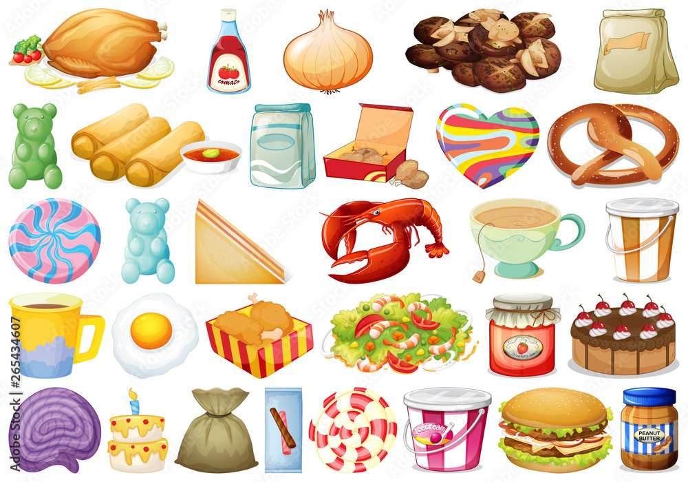 Fototapeta set of different foods