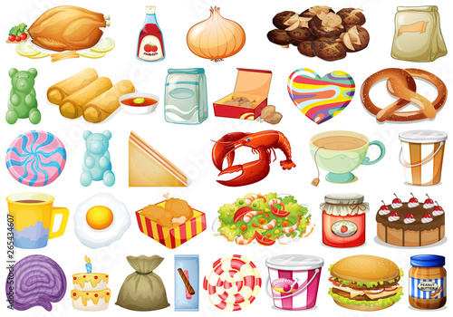 set of different foods