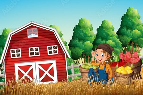 Female farmer harvest fruit