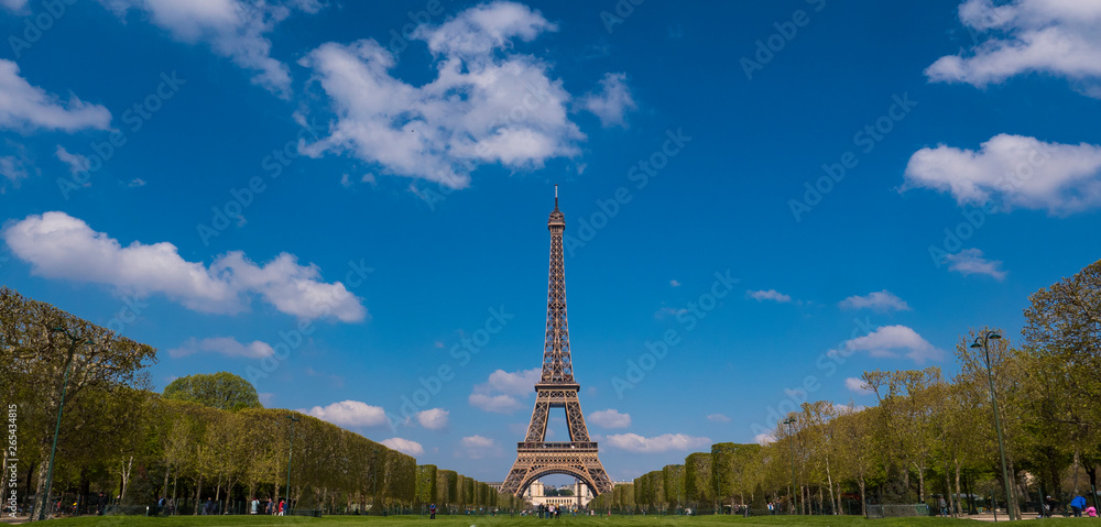 Eiffel tower and cloudy sky, Paris