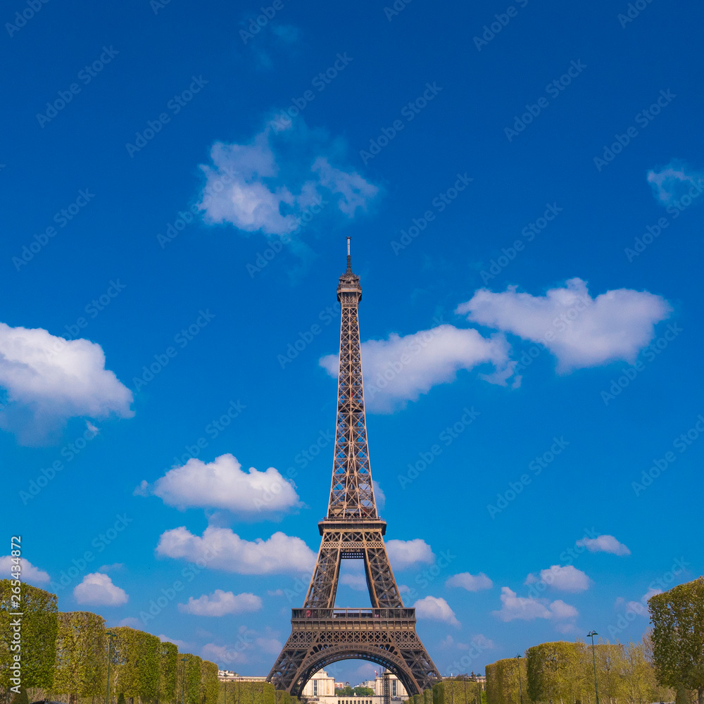 Fototapeta premium Eiffel tower and cloudy sky, Paris