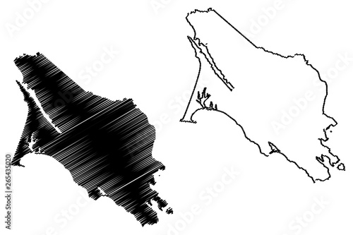 Marin County, California (Counties in California, United States of America,USA, U.S., US) map vector illustration, scribble sketch Marin map photo