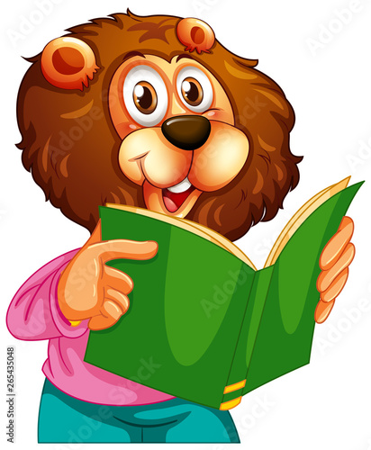 Lion reading a book