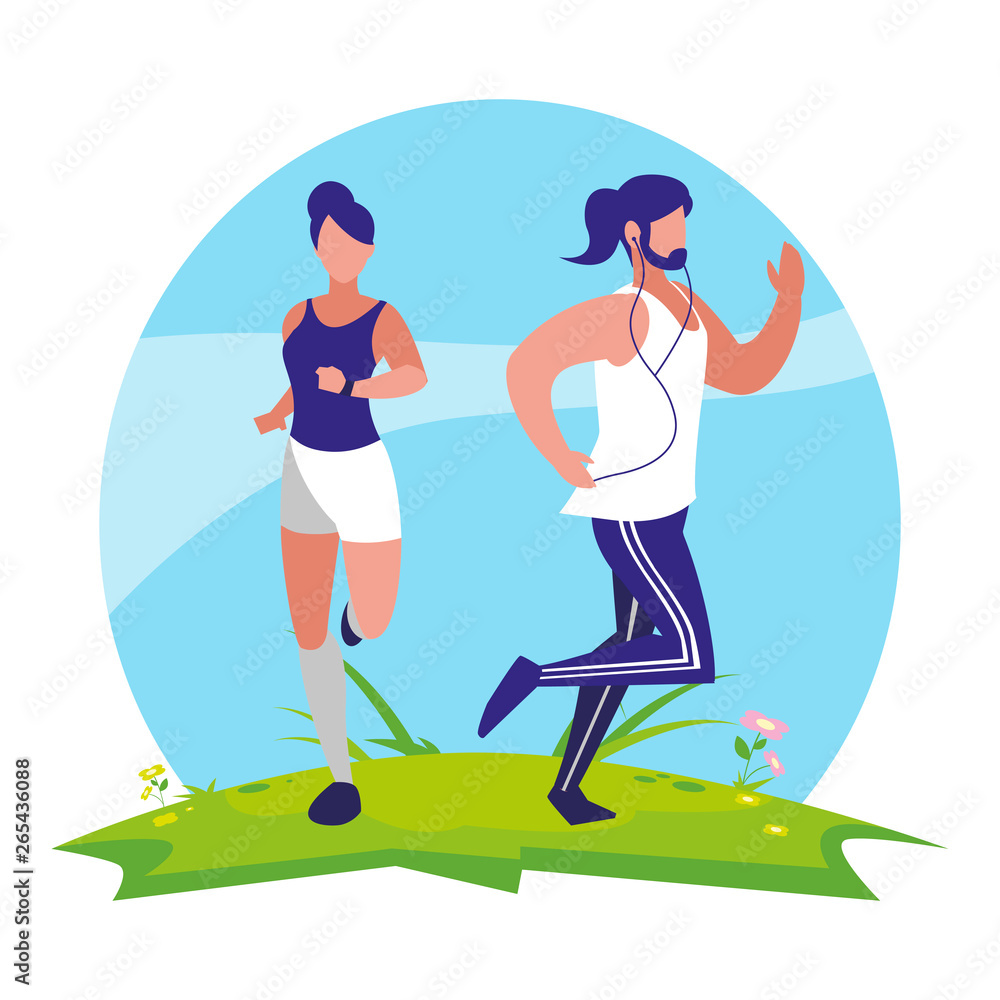 athletics couple running in the camp athletics couple running in the camp