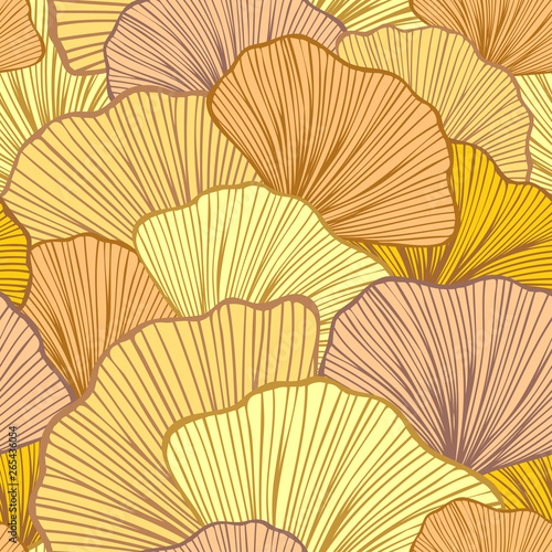 Beautiful Seamless pattern with colorful leaves or with abstract shrubs in beige colors  for wallpaper or for  textile  fashion drapery clothes or for decoration package or other things