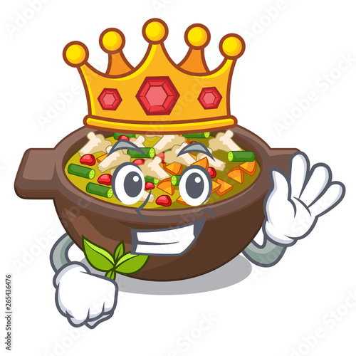 King minestrone plate above the mascot table