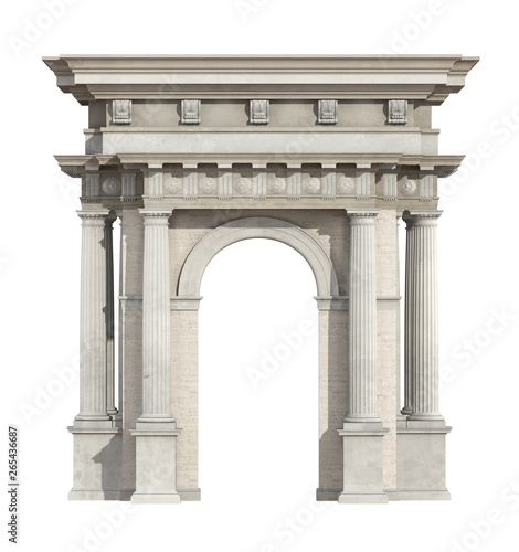 Portal in neoclassical style isolated on white