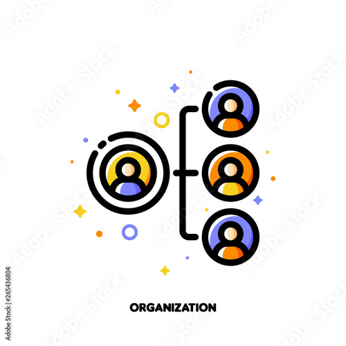 Company organizational structure icon for human resources management or business hierarchy concept. Flat filled outline style. Pixel perfect 64x64. Editable stroke