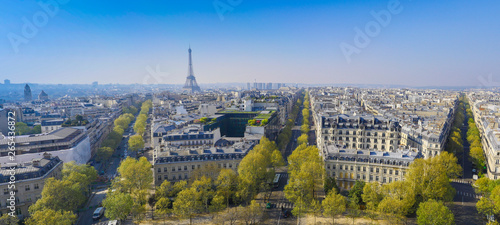 Paris, Eiffel tower, Aerial view, Sring, France © FreeProd