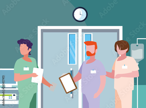 male medicine workers in operating theater