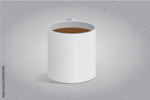 White hot coffee mug ceramic cup mock up 3d in grey background