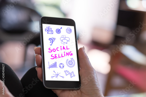 Social selling concept on a smartphone