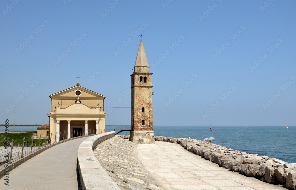 Caorle, Italy. The Shrine of Our Lady of the Angel on the seashore of Caorle