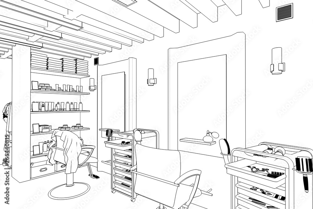 Barbershop Design (sketch) - 3d visualization Barbershop Design (sketch) - 3d visualization