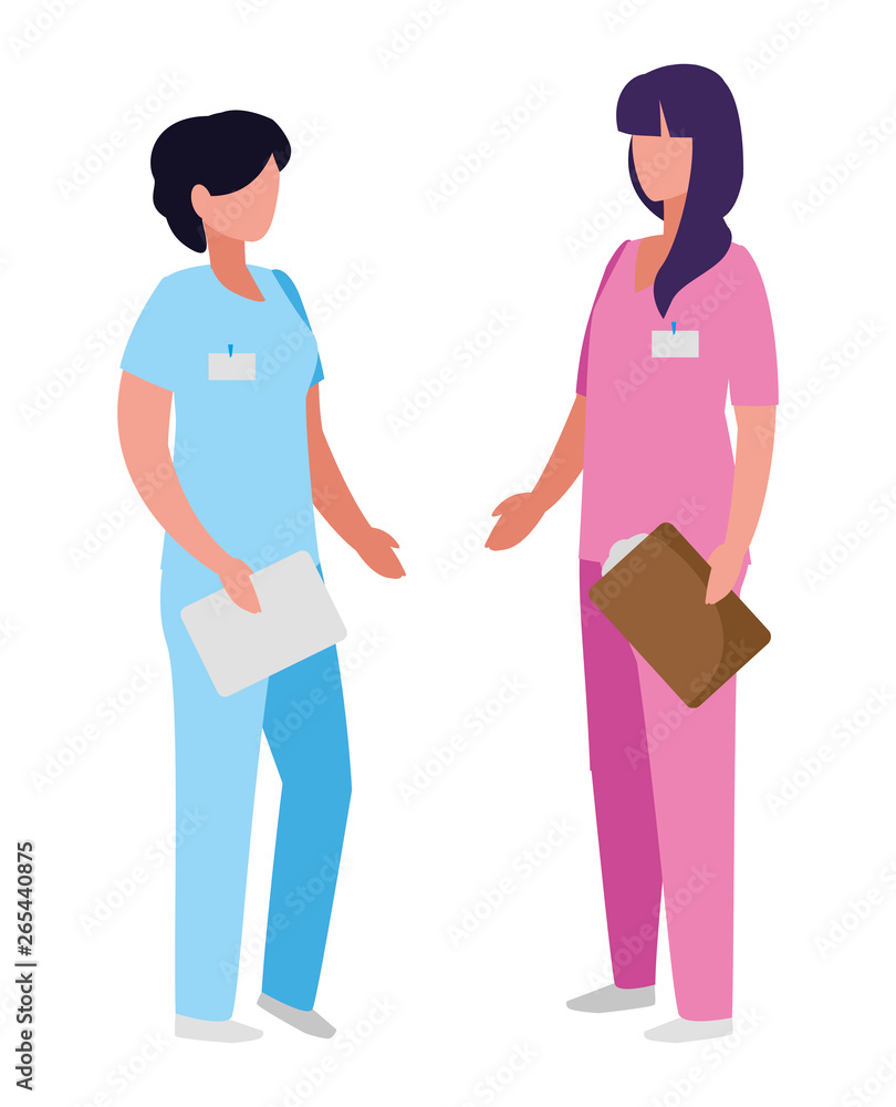 Obraz premium female medicine workers with uniform characters