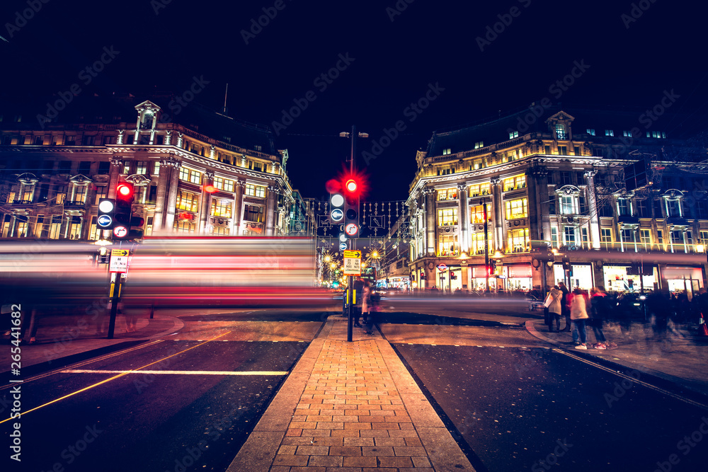 London City at night  with lens flare effect