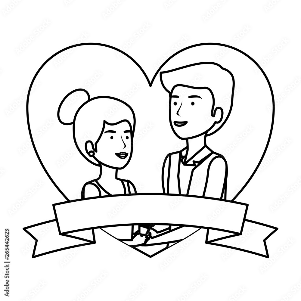 recently married couple in heart frame recently married couple in heart frame